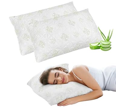 IlGruppone Coppia Guanciali Aloe Vera Fiocco Memory 50x80 Cm Cuscini Saponetta Anatomici Lavabili In Lavatrice Cuscino Letto Traspirante Anallergico A Memoria Contro Dolori Collo Cervicale