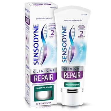 Sensodyne Clinical Repair Pulizia Profonda, Dentifricio per Denti Sensibili, inizia a riparare i Denti Sensibili in 2 minuti*, 75ml