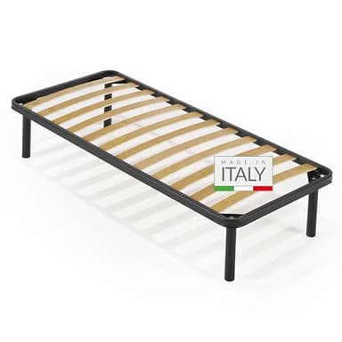 NUVOLA Atena - Rete Letto Singolo 80x190 con Doghe in Legno, Rete Singola Ortopedica con Struttura in Ferro e Piedi Smontabili, Durevole e Robusta - Ideale Per Tutti i Tipi di Materassi, Made in Italy