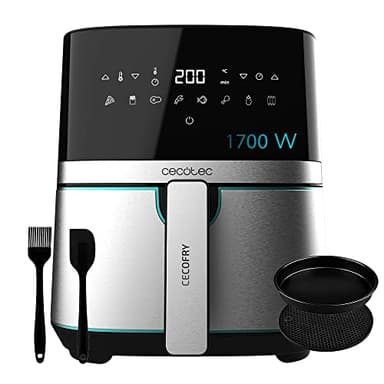 Cecotec Friggitrice ad Aria calda 5.5 L Cecofry Full Inox Pro 5500 con Accessori. 1700 W, Compatta e Digitale, Dietetica in Acciaio inox, senza Olio, Tecnologia PerfectCook, Termostato