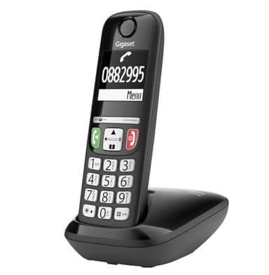 Gigaset E275 - Telefono DECT Portatile - Cordless - Tasti Grandi - Suonerie Forti - Compatibile con Apparecchi Acustici, Nero [Versione Italiana]