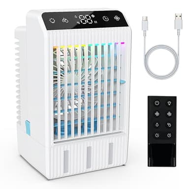 Climatizzatore portatile, condizionatore d'aria senza tubo di scarico, mini condizionatore d'aria con spray e luce notturna colorata, condizionatori mobili per casa, ufficio, campeggio