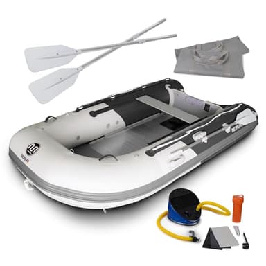 DA-300 Gommone Gonfiabile, 300 cm, grigio - grigio scuro, fondo in alluminio, con accessori, barca da pesca, barca a paddle, barca a motore categoria C
