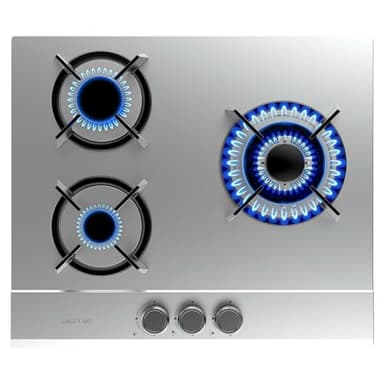 Cecotec Piano cottura a gas Bolero Squad G 3200S Inox. 6250W, 3 fuochi, acciaio inox, griglie individuali in ghisa, bruciatore WOK tripla corona, accensione elettrica, sistema sicurezza valvole.