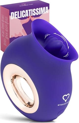 MySecretCase Vibratoreper Donna Professionale Con Lingua - Vibratore Succhia Clitoride Per Donne, SexToys Piccolo Vibrante Per Coppia, Stimolatore Lecca Clotoride In Silicone Morbido (Viola)