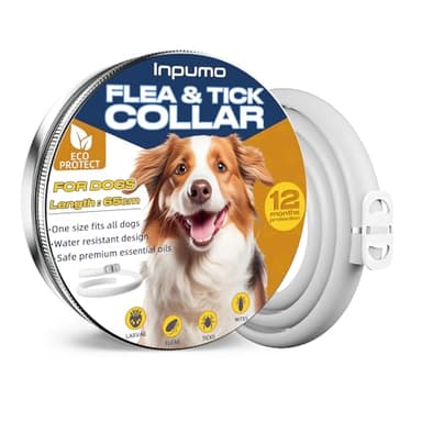 Collare Antiparassitario per Cani, 12 Mesi Protezione Regolabile Collare Antipulci Cane, Collar Antipulci per Cani con Oli Essenziali 100% Naturali Regolabile per Tutte le Taglie