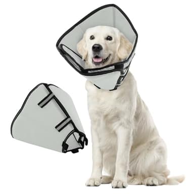 PUZAUKAL Collari Protettivi per Cani Collare Elisabettiano Cane Morbido Collare a Cono Traspirante Regolabile Collare di Recupero Cani Anti-morso Dopo L'intervento Chirurgico-Nero(XL)