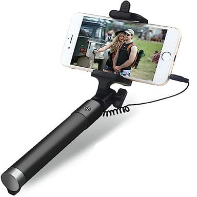 Retoo Bastone per selfie estensibile 74 cm con rotazione a 360 gradi, antiscivolo, monopiede con impugnatura e impugnatura 90 mm, monopad per selfie ritratti, iOS, Android, smartphone, nero