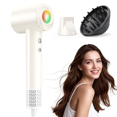 Asciugacapelli Ionico Professionale - Asciugatura Rapida 150000 RPM ad Alta Velocità per Phon Capelli, 500 Milioni di Ioni Anticrespo, 8 Regolazioni Temperatura, per Viaggio, Casa (Bianco)