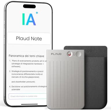 Plaud Note Registratore Vocale AI Professionale con Custodia Audio Digitale Trascrizione Riassunti Automatici in 112 Lingue Controllo App Perfetto per Riunioni Lezioni Chiamate Colloqui Interviste