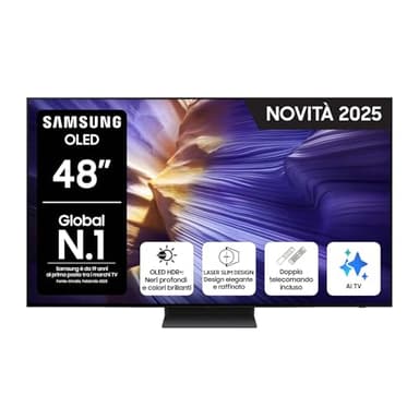 Samsung OLED 4K Vision AI Smart TV 48'' QE48S94FAEXZT, NQ4 AI Gen3 Processor, 4K AI Upscaling Pro, Motion Xcelerator 144Hz, Dolby Atmos & OTS Lite, LaserSlim Design, 2025