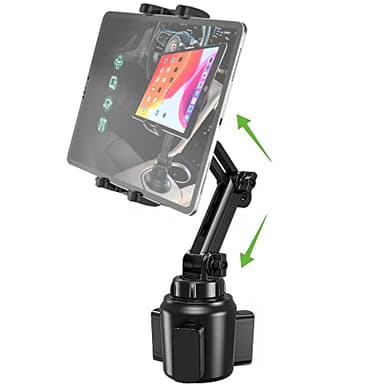 Cuxwill Supporto Tablet Auto Portabicchieri per 4-13" Dispositivo, Porta Tablet & Telefono Tazza Camion con Collo Allungabile, per iPad Pro Air Mini, Samsung Galaxy Tab, Kindle Fire, Switch, iPhone