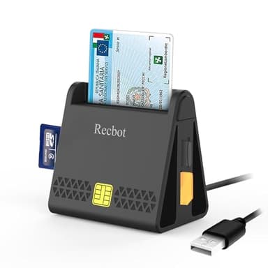 Recbot lettore smart card firma digitale, Lettore Smart Card Tessera Sanitaria, Lettore Smart Card CNS, Lettore di smart card 4 in 1 SD, Micro SD/TF, MMC e SIM compatibile con Windows 10 e Windows 11