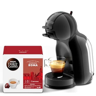 NESCAFÉ DOLCE GUSTO Krups Mini Me, Macchina per Caffè Espresso e Altre bevande in capsula, Automatica, Black and Grey + Espresso Roma Caffé 96 capsule