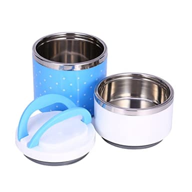 KIMISS per Alimenti 1L Box Impilato 2 Strati in Acciaio Inossidabile Isolamento Thermo Thermal Lunch Box Contenitore per Alimenti Caldo
