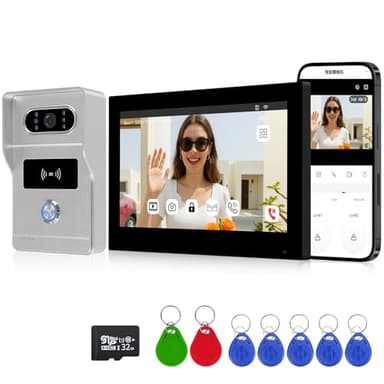 FTes RFKits 2 Fili AHD1080P Videocitofono Intelligente,Tuya WiFi IPS 7‘’ Videocitofono Porta, Sblocco RFID,Impermeabile IP65, Visione Notturna
