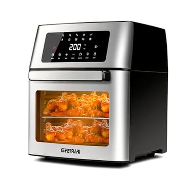 G3 Ferrari G10182, Friggisano EVO 15L, Friggitrice ad aria 15 Litri, 1700W, 10 programmi, 40-200°C, Capacità XXL, Display digitale, Accessori INOX BPA/PFOA Free e ricettario inclusi, Nero/Acciaio