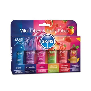 SKINS Lubrificante per il Sesso - Lubrificante a Base d'Acqua, Lubrificante Stimolante e un Lubrificante Anale, con 3 Lubrificanti Aromatizzati per Coppie