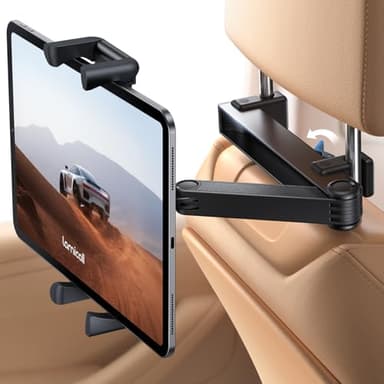 Lamicall Supporto Tablet Auto - [Pieghevole Clip Silicone Ampia] [Braccio Metallo] Pieghevole Porta Tablet Poggiatesta, 360° Rotazione, per iPad Pro, Air, Mini 6 5 4 3, Tab, Altro 6,1-13" Dispositivo