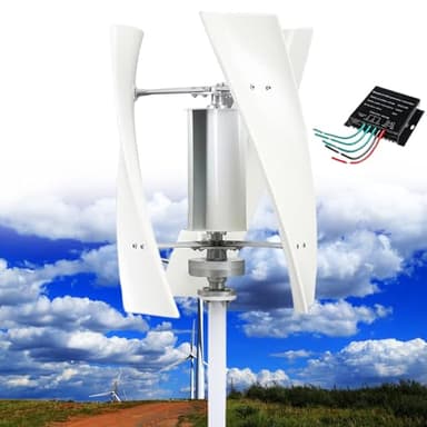 Turbina Eolica Verticale per Uso Domestico a 3 Pale da 14000W,12V/24V/48V/110V/220V,Kit di Turbina Eolica a Spirale, Turbina Eolica Trifase con Controller,per Apparecchiature Industriali,White-220V