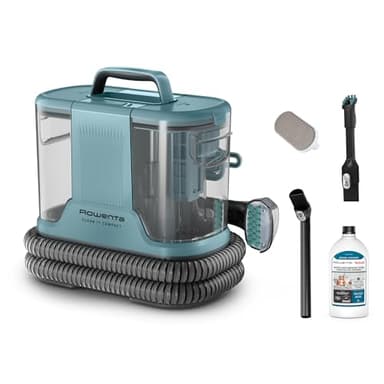 Rowenta Clean It, Smacchiatore Portatile, Auto-Pulizia e Lunga Autonomia, Design Compatto, con Soluzione Detergente Universale, Colore Meaning Blue, IN3021