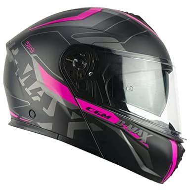 CGM Casco modulare, 569G C-MAX CITY, Nero Fucsia fluo opaco,S (55-56cm)