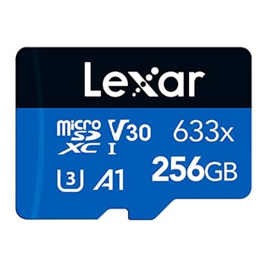 Lexar 633x Scheda Micro SD 256 GB, Scheda di Memoria microSDXC UHS-I Con Adattatore SD, Fino a 100 MB/s in Lettura, A1, C10, U3, V30, Scheda TF per Smartphone/Tablet/Telecamera (LMS0633256G-BNAAA)