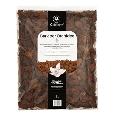 GebEarth® | Bark per Orchidee Professionale 【3 litri】| Pezzatura 15-20 mm | Substrato a base di Corteccia 100% Naturale | Bark Lavato e Sterilizzato a Vapore | Pronto uso.