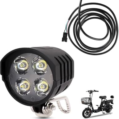 Faro per Bici, 12W Super Luminosa 36V 48V 52V 60V Faretti per Moto Faretto Luci Fendinebbia Faretto Lampada Scooter Luce LED per Bici Elettriche, Moto e Scooter