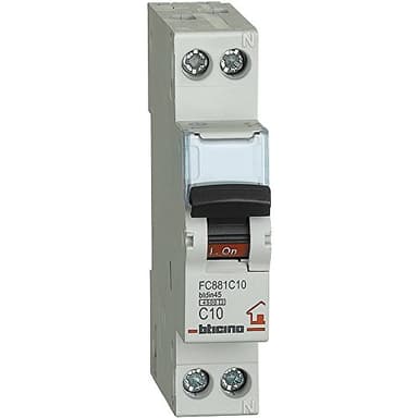 Bticino SFC881C10 FP btdin45 Interruttore, Magnetotermico, C10, 1P+N, 1 m, 4500 A, 10 A