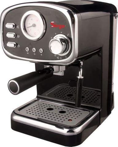 Sirge CREMILDA Caffè Retrò - Macchina per caffè espresso per polvere e cialda ESE, 15 bar [POMPA MADE IN ITALY], 1100W, Serbatoio dell'Acqua 1,25 L Rimovibile • Ugello Vapore Cappuccino, NERA