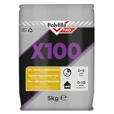 Polyfilla Pro X100 Stucco Riempitivo e Rasante per Interno, in Polvere 5 kg
