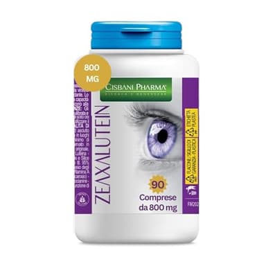 CISBANI PHARMA Luteina e Zeaxantina ad Alto Dosaggio, Integratore Occhi Vista Antiossidante da 800mg (Scorta per 3 mesi) con Mirtillo Nero e Rosso, Zinco, Vitamine A, B2, E - Zeaxalutein 90 Compresse