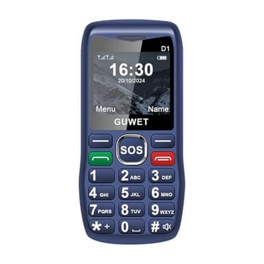 Guwet cellulare per anziani, telefono per anziani, telefono a tasti, con segnale forte, doppia SIM, pulsante SOS, batteria da 1600 mAh, lungo standby e colore blu.