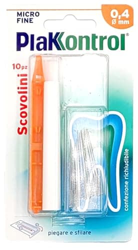 Plakkontrol® scovolini per l'igiene dentale con manico intercambiabile - 0,4 mm, conf. 10 pz, peso confezione: ℮ 14 g