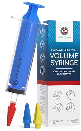 Kit Pulisci Orecchie – Pulizia Orecchie e Rimozione Cerume by Medi Grade – Kit per Pulire Orecchie con Siringa Orecchie da 60 ml con 3 Punte Quad-Stream