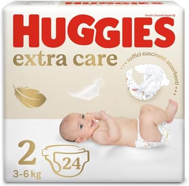 Huggies Extra Care Bebe, Pannolini Taglia 2 (3-6Kg), Ultra assorbente, Design Disney, 24 Pz