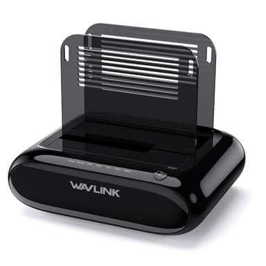 WAVLINK Docking station per disco rigido esterno a doppia baia Supporto 2x20TB, da USB 3.0 a SATA I/II/III per HDD da 2,5/3,5 pollici, SSD con funzione di clonazione offline, Supporta UASP SATA 5Gbps