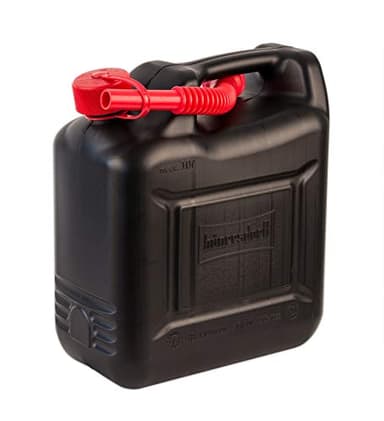 Hünersdorff Tanica per Carburante | 862800 Compact | 10l | per Benzina, Diesel e Altre Merci Pericolose | Omologata Un | Made in Germany | Produzione Approvata dal TÜV | Nero, con Tubo di Scarico