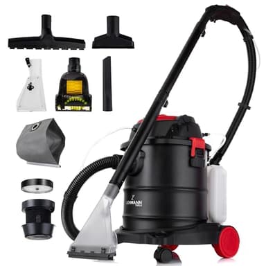LEHMANN Ultrawash Aspirapolvere per Lavaggio 4 in 1 | Aspirapolvere per tappeti e mobili imbottiti | Aspirapolvere senza sacchetto con serbatoio da 20 litri | Molti accessori inclusi