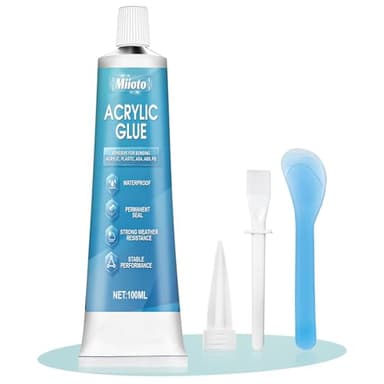 Miioto Colla per Vetro Extra Forte Trasparente, Colla per Saldatura a Freddo, Resistente al Calore/Trasparente/Tenuta Estremamente Forte - 100 ml