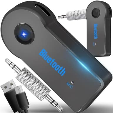Retoo AUX Auto 3.0 - Adattatore Bluetooth senza fili con chiamate in vivavoce, ricevitore per ascoltare musica fino a 8 ore di durata della batteria, adattatore audio portatile per sistemi stereo