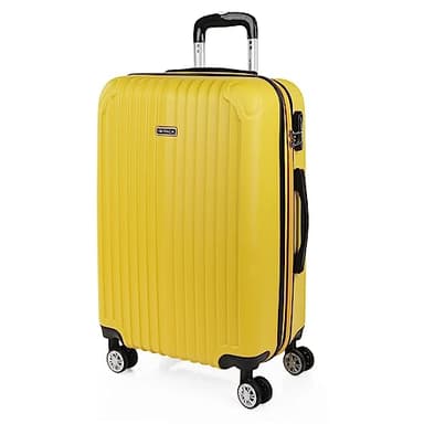 ITACA - Valigia Media da Viaggio Rigide. Trolley Medio con 4 Ruote. Materiale ABS Valigia Media Rigida in Offerta Resistente e Super Leggero - Valigia 20 kg Lucchetto TSA, Giallo
