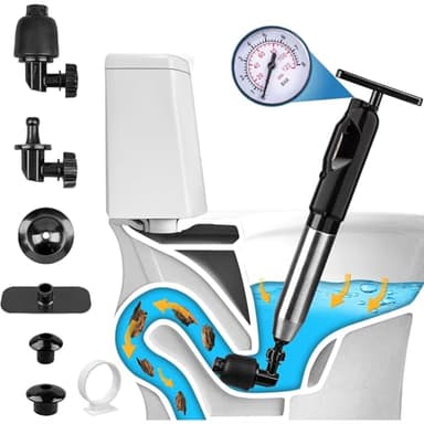 Wenbones Pompa Stura scarichi a Pressione, Stantuffo per WC ad Aria Compressa, Pressione Nuovo Multifunzionale, Sturalavandino ad aria Compressa, per WC, Lavandino, Bagno (2. Generation, nero)