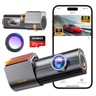 Dash Cam Auto, Dashcam Anteriore 4K con Filtro CPL, Telecamera per Auto WiFi con APP Grandangolo 170°, Sensore G, Sorveglianza Parcheggio 24H, Visione Notturna,Registrazione in Loop,Scheda SD da 64 GB