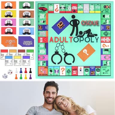 OSDUE Gioco da Tavolo Adultopoly, Gioco da Tavolo per Coppie Adulte Monopoli per Adulti Monopoly Giochi di Societa per il Tempo Libero e il Divertimento a Casa Gioco a due Giocatori