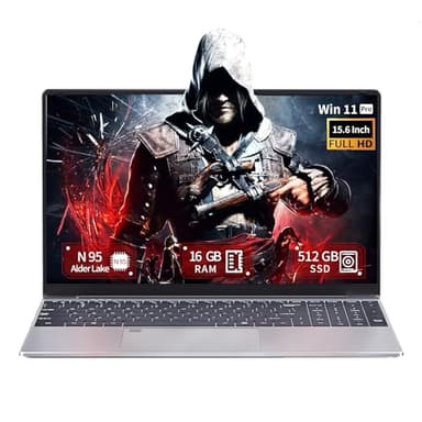 Ekonavi Portatile PC 15,6 pollici, Notebook 16GB RAM 512GB SSD, Processore Celeron N95 Display FHD IPS 1920 * 1080, Laptop Win11 Pro con Tastiera Retroilluminata, Sblocco con Impronta Digitale