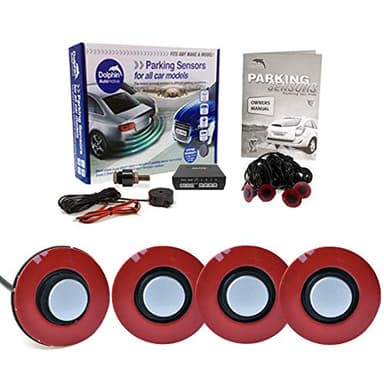 Dolphin Automotive DFM400F - Sensori di parcheggio anteriori con cavi più lunghi, kit di allarme audio con 4 sensori OEM Style con interruttore a bilanciere (argento)