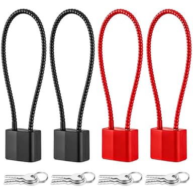 4 pezzi di lucchetto con chiave, fune metallica, con gancio lungo, piccolo e ad alta sicurezza, robusto lucchetto per casco, armadietto, biciclette, bagagli, valigia, nero e rosso