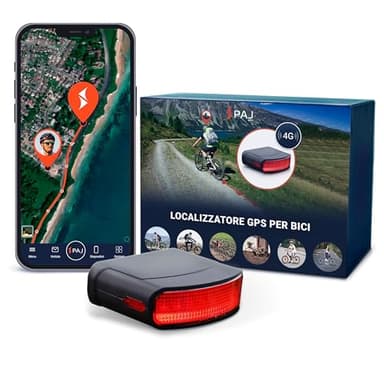 PAJ Tracker Fanale Posteriore – Localizzatore GPS 4G, Bici ed E-bike, Tracciamento Tempo Reale, Allarme Caduta, Storico Percorsi, Recinto Virtuale, Antifurto – Impermeabile, Fino A 20gg Di Batteria
